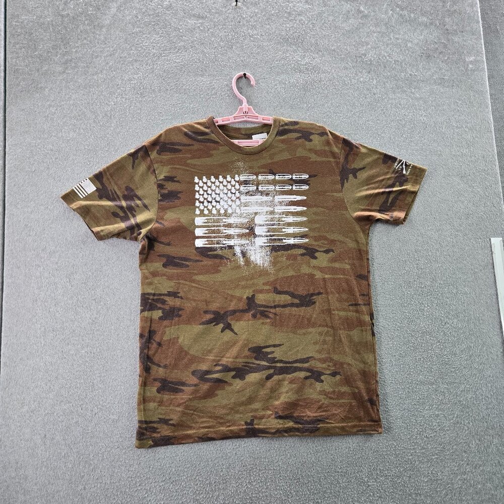 Grunt Style Men Shirt‎ XLARGE Green Camouflage Bullets Activewear Grunge Logo